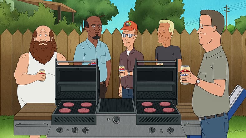 The Hill gang reunites for cookout in King of the Hill Season 14 Episode 1 "Return of the King"