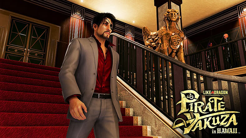 Kazuma Kiryu suited up for action in Like a Dragon: Pirate Yakuza in Hawaii, RGG