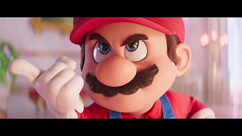 Mario (Chris Pratt) demands Princess Peach (Anya Taylor-Joy) help find Luigi (Charlie Day) in The