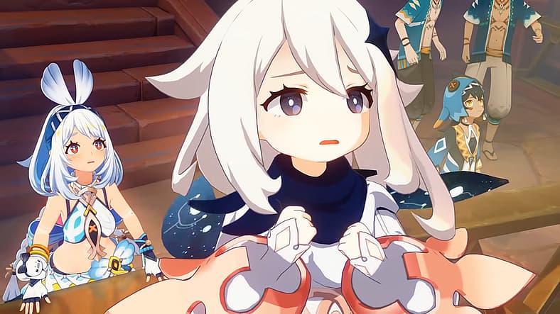 Paimon and Mualani look on in horror in Genshin Impact (2020), HoYoverse