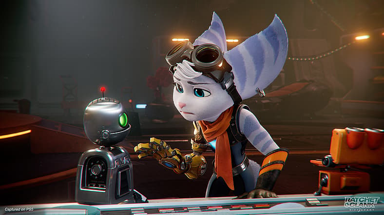 Rivet (Jennifer Hale) meets Clank (David Kaye) in Ratchet & Clank: Rift Apart (2021), Sony