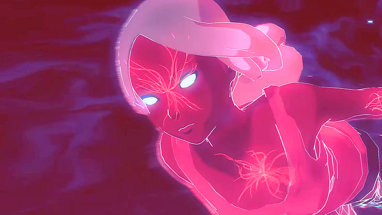 Kat (Sanae Kobayashi) prepares to unleash her full might against a Nevi in Gravity Rush 2 (2017)