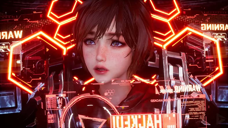 Lily trapped within Providence exo-skeleton in Stellar Blade (2024), Shift Up