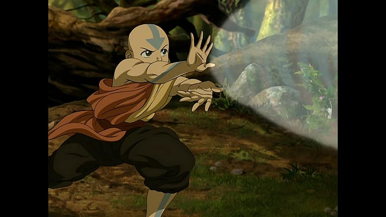 Aang (Zach Tyler Eisen) practices airbending in Avatar: The Last Airbender Season 3 Episode 19