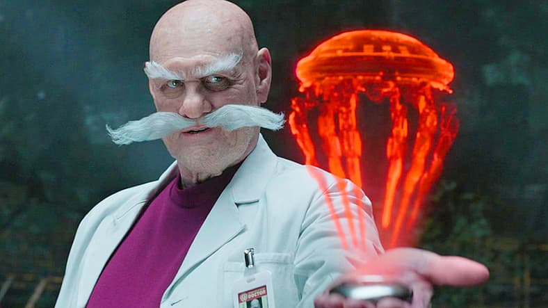 Gerald Robotnik (Jim Carrey) reveals Eclipse Cannon plans in Sonic the Hedgehog 3 (2024), Paramount