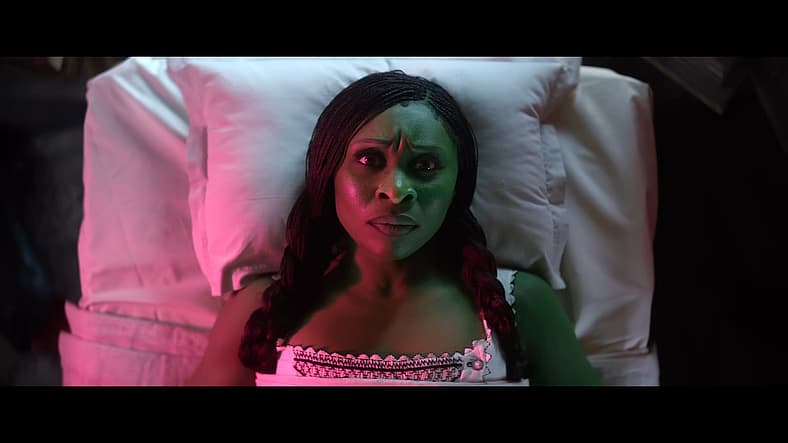 Elphaba (Cynthia Erivo) frustrated with her social situation in Wicked (2024), Universal Pictures