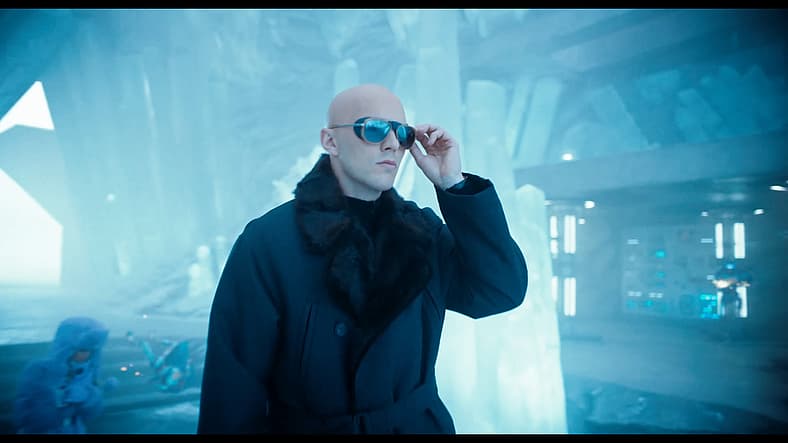 Lex Luthor (Nicholas Hoult) hunts for leverage against Superman (David Corenswet) in Superman