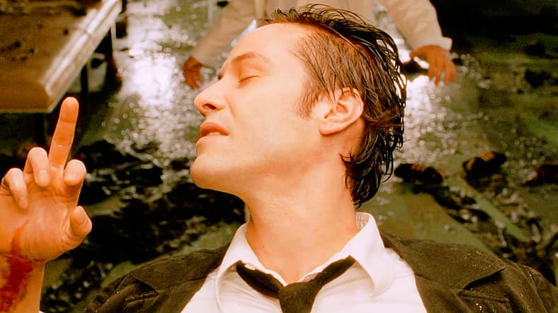 John Constantine (Keanu Reeves) has one last message for Satan (Peter Stormare) in Constantine