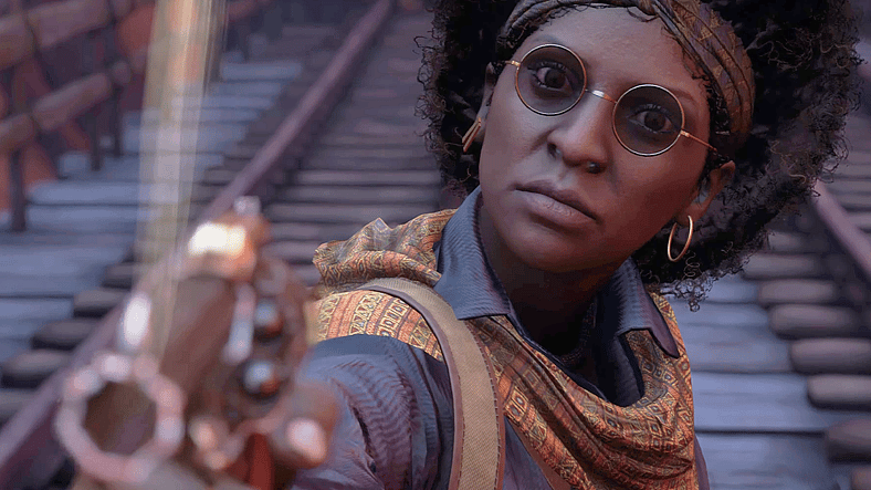Buchra (Diany Samba-Bandza) shows off her gun-slinging prowess in Unknown 9: Awakening (2024)