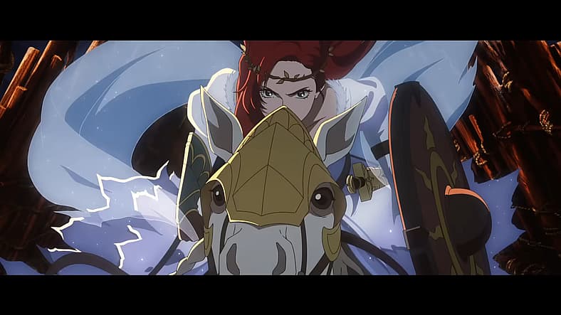 Hèra rides into battle in The Lord of the Rings: The War of the Rohirrim (2024), Warner Bros