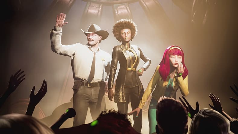 Tom, Nefertiti, and Hope wave to Mayflower passengers in Judas (2025), Ghost Story Games