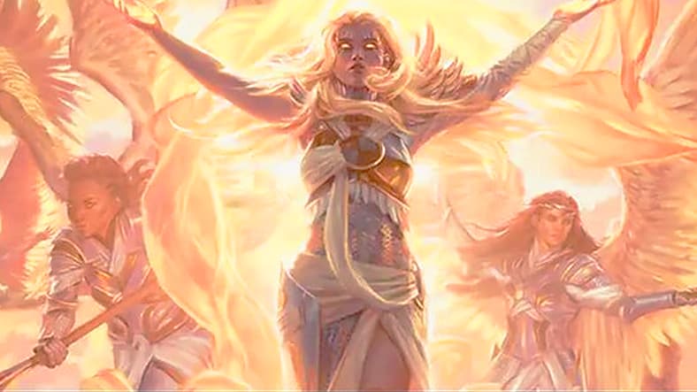 Serra and her Angels descend via Armageddon in Magic: The Gathering - Secret Lair Drop, Wizards of