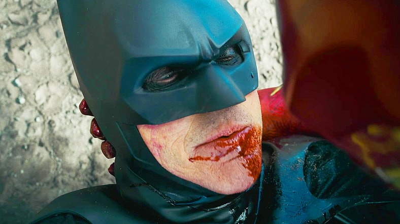 Batman (Michael Keaton ) sacrifices himself for absolutely no reason in The Flash (2023), Warner Bros. Pictures