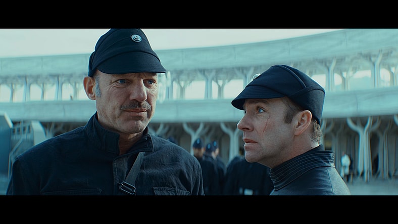 Captain Kaido (Jonjo O'Neill) is unimpressed with the latest batch of Imperial recruits in Andor Season 2 Episode 7 "Messenger" (2025), Lucasfilm