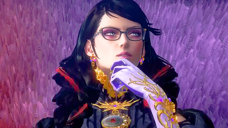 Bayonetta (Atsuko Tanaka) ponders on her current situation in Bayonetta 3 (2022), PlatinumGames