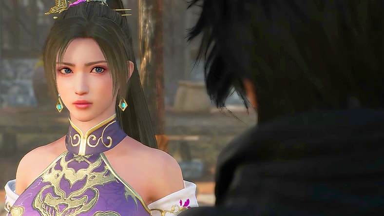 Diaochan (Hitomi Ueda) asks the Wanderer (Jun Fukuyama) for help in Dynasty Warriors: Origins (2025), Koei Tecmo