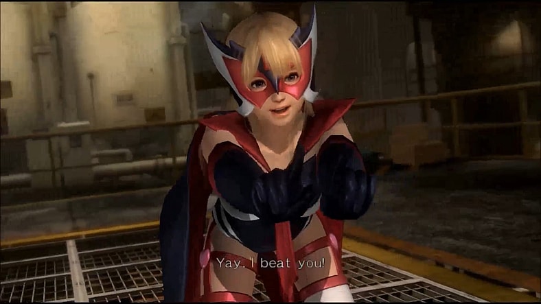 Marie Rose (Christine Marie Cabanos) does her best Doronjo impression in Dead or Alive 5 (2012), Koei Tecmo