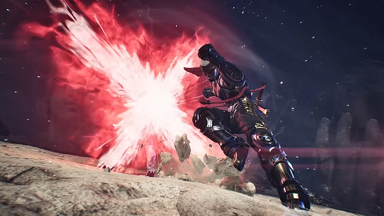 Raven (D.C. Douglas) drops a Rider Kick on his opponent in Tekken 8 (2024), Bandai Namco