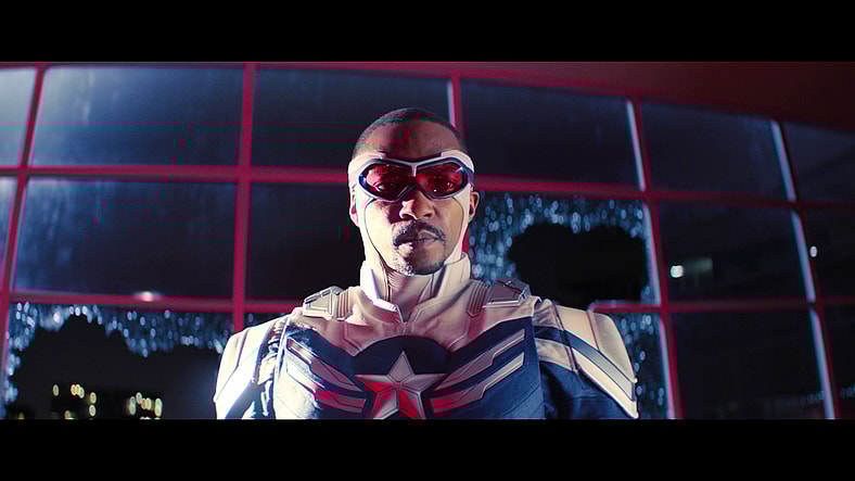 Sam Wilson (Anthony Mackie) makes one last desperate play to stop The Flag Smashers in The Falcon and the Winter Soldier Season 1 Episode 6 "One World, One People" (2023), Marvel Entertainment