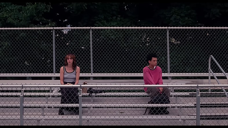 Brigette Lundy-Paine as Maddy and Justice Smith as Owen in I Saw the TV Glow (2024), A24