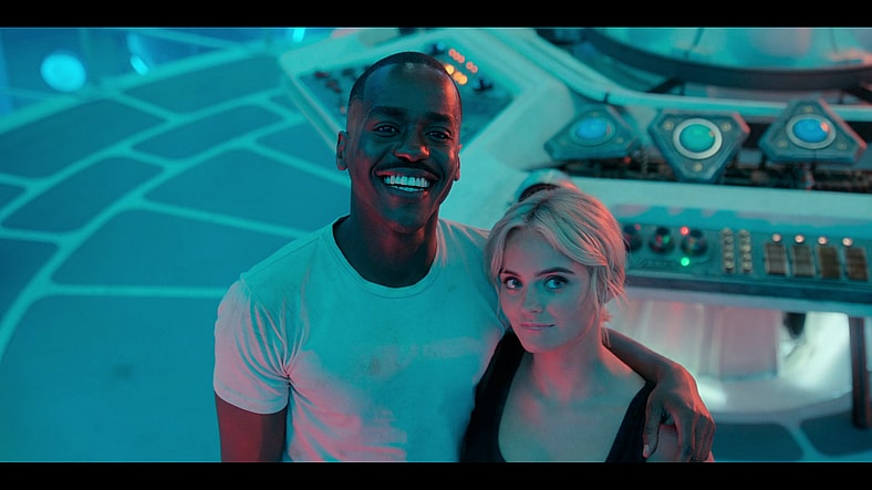 The Doctor (Ncuti Gatwa) and Ruby (Millie Gibson) stand victorious over Sutkeh (Gabriel Woolf) in Doctor Who Series 14 Episode 8 “Empire of Death” (2024), BBC