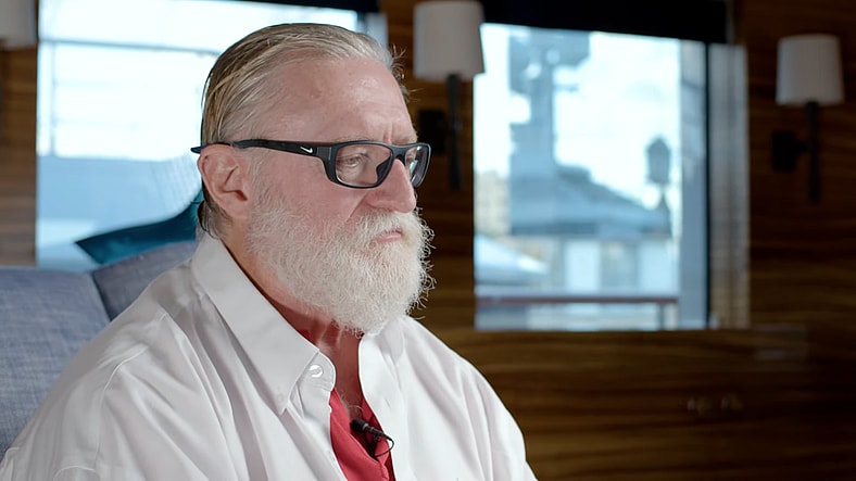 Gabe Newell looks unhappy in Half-Life 2: 20th Anniversary Documentary (2024), Valve