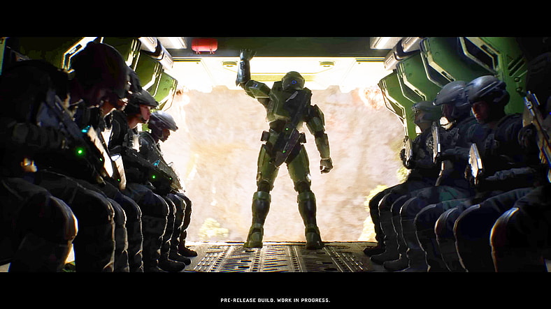 Master Chief (Steve Downes) leads a squad of marines to explore Installation-04 in Halo: Campaign Evolved (2026), Halo Studios