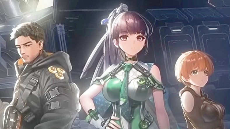 Adam (Sen Mitsuji), Eve (Asami Seto), and Lily (Misato Matsuoka) make landfall in  Goddess of Victory: Nikke (2022), Shift Up