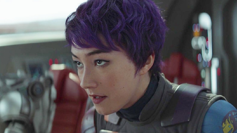 Sabine (Natasha Liu Bordizzo) sets her sights on the Chimaera in Ahsoka Season 1 Episode 8 "Part Eight: The Jedi, the Witch, and the Warlord" (2023), Disney