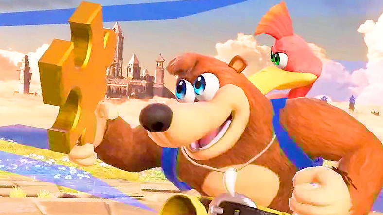 Banjo and Kazooie (Chris Sutherland) score a Jiggy in Super Smash Bros Ultimate (2018), Nintendo