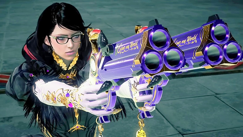 Bayonetta (Atsuko Tanaka) draws on Rosa β4 (Atsuko Tanaka) in Bayonetta 3 (2022), PlatinumGames