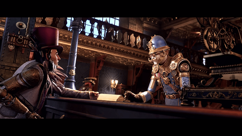 A steam-punk police officer (TBA) fails to calm Lord Griswick (TBA) in Clockwork Revolution (TBA), Xbox Game Studios