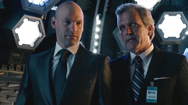 Darren Cross (Corey Stoll) and Mitchell Carson (Martin Donovan) together at Pym Tech in Ant Man, 2015, Marvel Entertainment