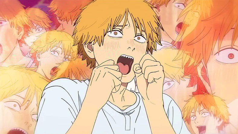 Denji (Kikunosuke Toya) squeals at the sight of Makima (Tomori Kusunoki) in Chainsaw Man - The Movie: Reze Arc (2025), Mappa