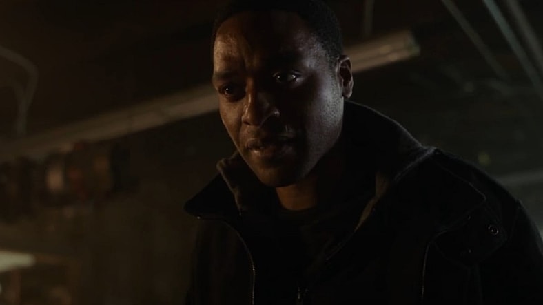 Baron Mordo (Chiwetel Ejiofor) taking away Jonathan Pangborn's (Benjamin Bratt) magical powers in Doctor Strange (2016), Marvel Entertainment