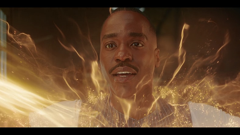 The Doctor (Ncuti Gatwa) says good-bye to his short existence in Doctor Who Series 15 Episode 8 "The Reality War" (2025), BBC