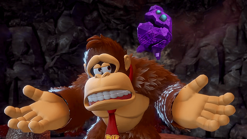 Donkey Kong (Takashi Nagasako) begrudgingly accepts and Odd Rock (TBA) on his adventure in Donkey Kong Bananza (2025), Nintendo