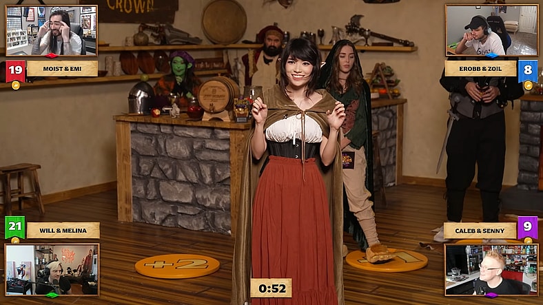 Emiru plays charades within D&D for major streamers including MoistCr1tikal via YouTube