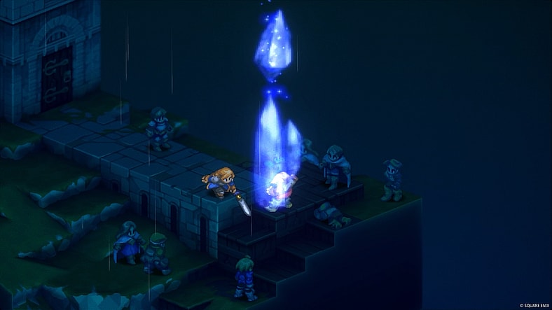 Ramza Beoulve (Shinnosuke Tachibana) unleashes an icy skill in Final Fantasy Tactics: The Ivalice Chronicles (2025), Square Enix