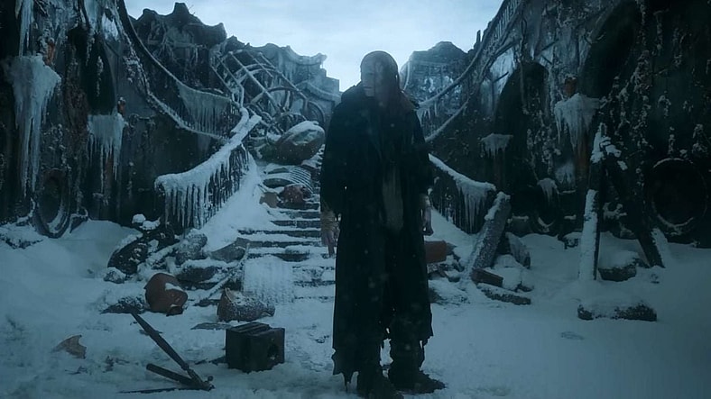 Frankenhole, The creature (Jacob Elordi) is early for band practice in Frankenstein (2025), Netflix