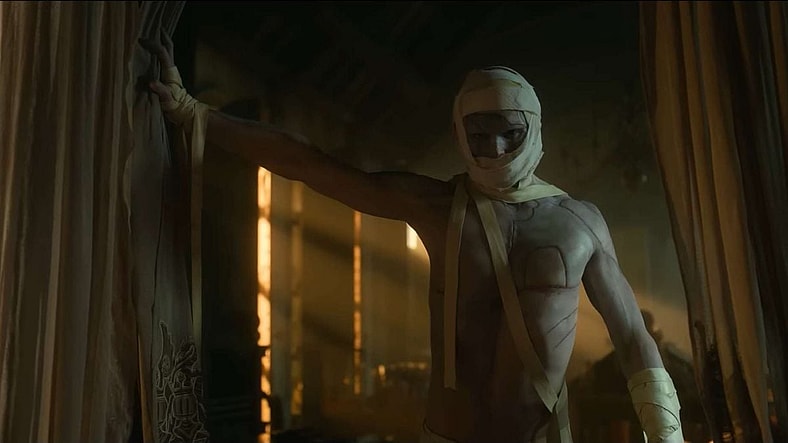 Frankenhole, The newborn creature (Jacob Elordi) strikes a Rocky Horror pose in Frankenstein (2025) Netflix