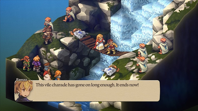 Ramza (Shinnosuke Tachibana) stands defiant against Alma's (Saory Hayami) abduction in Final Fantasy Tactics: The Ivalice Chronicles (2025), Square Enix