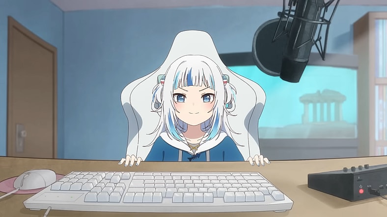 Gura ready to start streaming in [ORIGINAL ANIMATION] Gawr Gura - Shark'd #GawrGura, YouTube