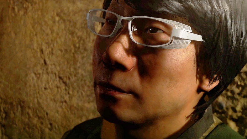 Naked Snake (Kiefer Sutherland) comes to the aid of a Mother Base operative (Hideo Kojima) in Metal Gear Solid V: The Phantom Pain (2015), Kojima Productions