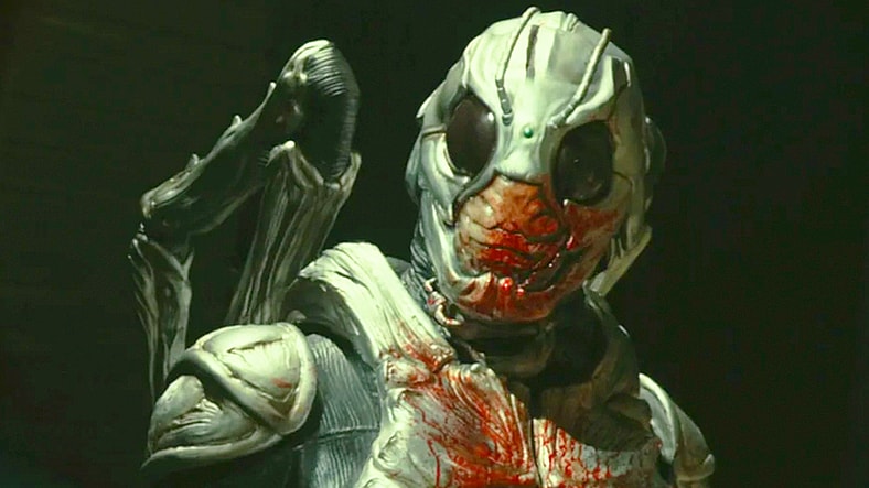 Nobuhiko Akizuki (Tomoya Nakamiura) attempts to persuade Kotaro Minami (Hideoshi Nishijima) back to the Kajin's side in Kamen Rider Black Sun Season 1 Episode 2 (2022), Amazon Studios/Toei