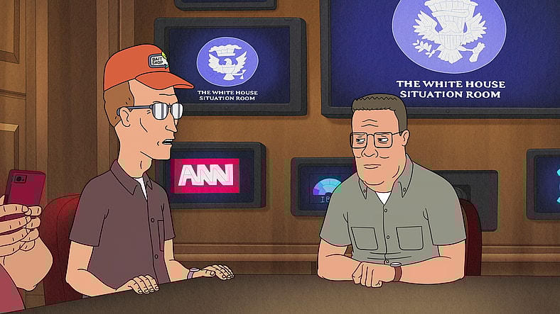 Hank (Mike Judge) is unenthused about Dale's (Johnny Hardwick/Toby Huss) in King of the Hill Season 14 Episode 3 "Chore Money Chore Problems" (2025), Disney/Hulu