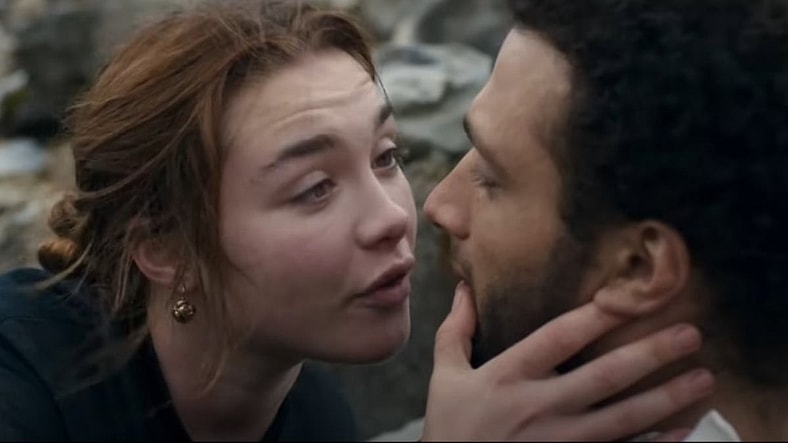 Katherine (Florence Pugh) kissing Sebastian (Cosmo Jarvis) in Lady Macbeth, 2016, Altitude Films