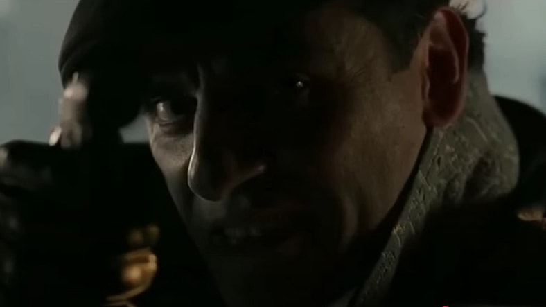 Jake Lockley (Oscar Isaac) shoots Harrow (Ethan Hawke) in Moon Knight, 2021, Marvel Entertainment