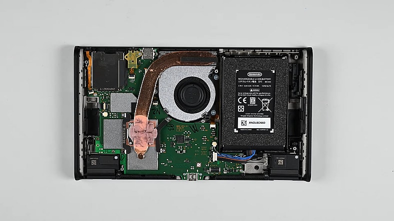 The inside of a Nintendo Switch 2 courtesy of iFixit in Joy-Con Drift Isn’t Dead: Inside the Switch 2, YouTube