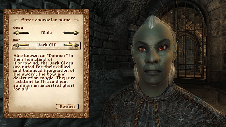 The character creator in The Elder Scrolls IV: Oblivion (2006), Bethesda Softworks